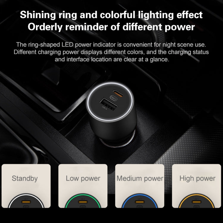 Caricabatteria da auto originale Xiaomi CC07ZM 100W doppie porte USB + USB-C / Type-C a ricarica rapida versione 1A1C, 100W