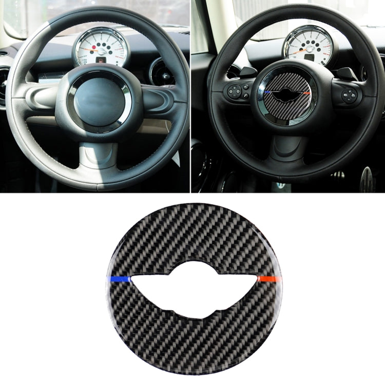 Adesivo decorativo per volante per auto di colore rosso blu Logo R Telaio Adesivo decorativo in fibra di carbonio per BMW MINI R55 / R56 / Countryman R60 / Paceman R61, For BMW MINI R60 (Red Blue Color)