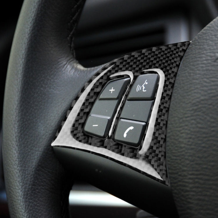 Adesivo decorativo per pulsanti del volante in tinta unita in fibra di carbonio 2 in 1 per BMW E70 X5 2008-2013, guida a destra e a sinistra universale, Steering Wheel Buttons