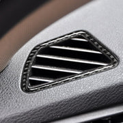 Adesivo decorativo per presa d'aria sul cruscotto in tinta unita in fibra di carbonio 2 in 1 per BMW E70 X5 / E71 X6 2008-2013, guida a sinistra, Dashboard Air Outlet