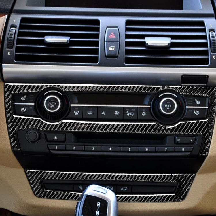 Set di adesivi decorativi per condizionatore d'aria in tinta unita in fibra di carbonio 2 in 1 per BMW E70 X5 2008-2013 / E71 X6 2009-2014, guida a destra e a sinistra universale, Air Conditioner Set