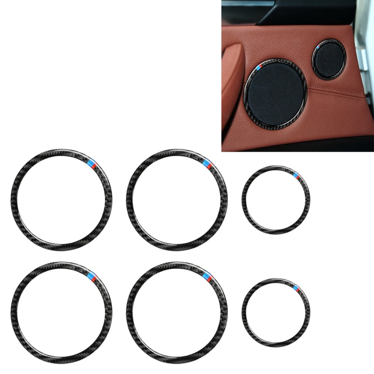 Adesivo decorativo con anello in clacson tricolore in fibra di carbonio 6 in 1 per BMW 2008-2013 E70 / 2008-2014 E71, guida a destra e a sinistra universale, Horn Ring(Tricolor)