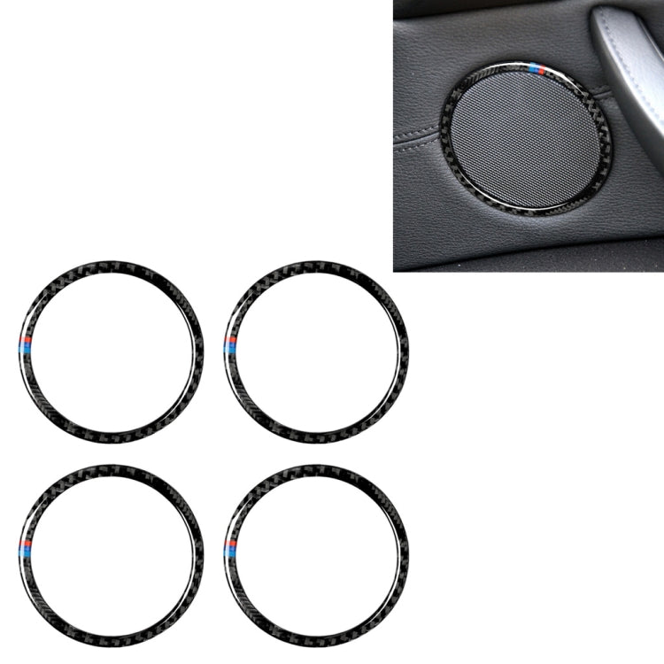 Adesivo decorativo con anello in clacson tricolore in fibra di carbonio 4 in 1 per BMW 2008-2013 E70 / 2008-2014 E71, guida a destra e a sinistra universale, Horn Ring(Tricolor, 4 PCS)