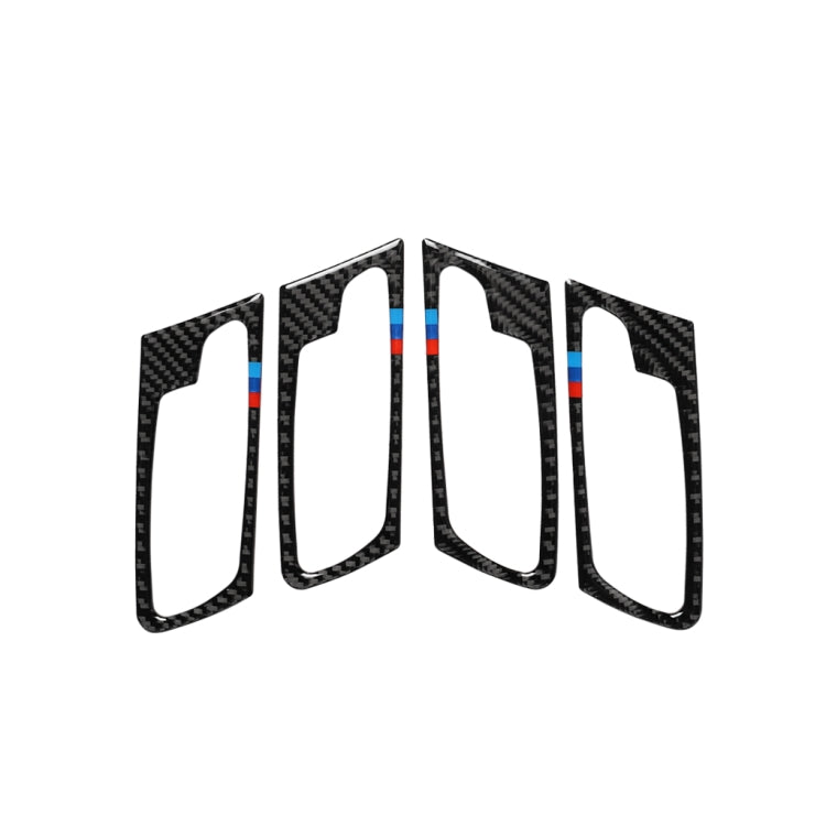 Adesivo decorativo per maniglia tricolore per porta 4 in 1 in fibra di carbonio per BMW 2008-2014 X5 E70 / E71, guida a sinistra, Door Handle(Tricolor)