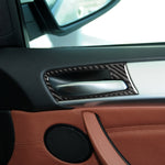 Adesivo decorativo per maniglia della porta in tinta unita in fibra di carbonio 4 in 1 per BMW 2008-2014 X5 E70 / E71, guida a sinistra, Door Handle