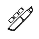 Adesivo decorativo per pannello interruttori per alzacristalli in tinta unita in fibra di carbonio 4 in 1 per BMW 2008-2013 X5 E70 / 2009-2014 X6 E71, configurazione alta con guida a sinistra, Window Lift Switch Panel