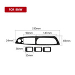 Adesivo decorativo per pannello interruttori per alzacristalli in tinta unita in fibra di carbonio 4 in 1 per BMW 2008-2013 X5 E70 / 2009-2014 X6 E71, configurazione alta con guida a sinistra, Window Lift Switch Panel