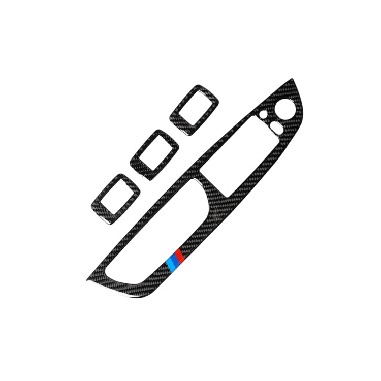 Adesivo decorativo per pannello interruttori alzacristalli tricolore in fibra di carbonio 4 in 1 per BMW 2008-2013 X5 E70 / 2009-2014 X6 E71, configurazione alta con guida a sinistra, Window Lift Switch Panel(Tricolor)