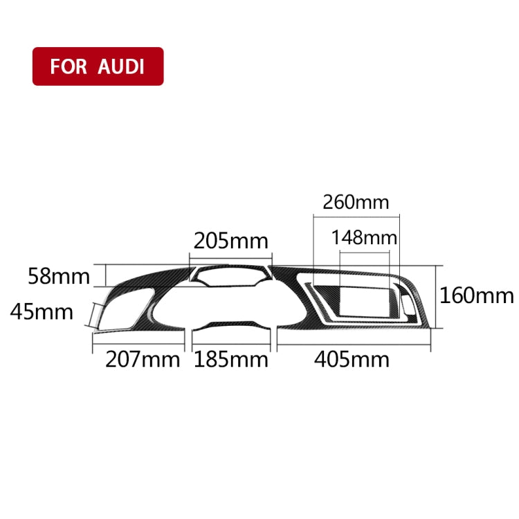 Adesivo decorativo per telaio cruscotto in fibra di carbonio per Audi A4 2009-2010 / A4L 2009-2012, guida a sinistra, For Audi A4 2009-2010