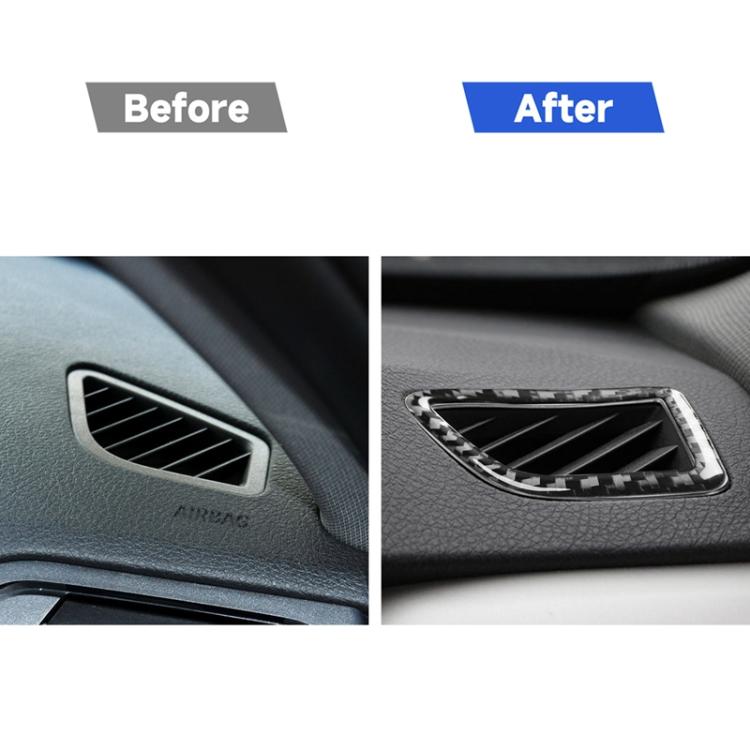 Adesivo decorativo per presa d'aria per cruscotto in fibra di carbonio per auto da 2 pezzi per BMW Serie 3 F30 2013-2018 / Serie 3GT F34 2013-2017, guida a destra, Dashboard Air Outlet