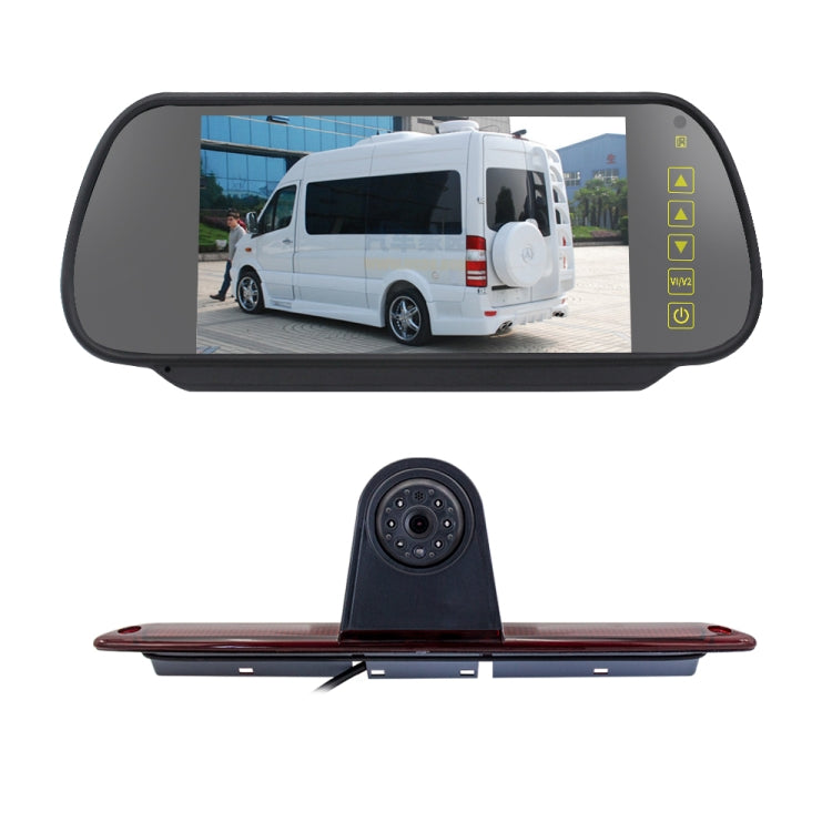 PZ461 Telecamera per luce freno posteriore impermeabile per auto in posizione alta + monitor retrovisore da 7 pollici per Mercedes Benz / Volkswagen, PZ461 + 7 inch Rearview Monitor