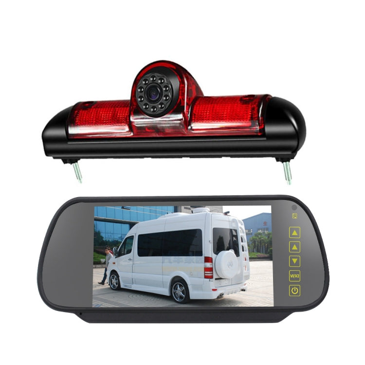 PZ460 Telecamera per luce freno HD impermeabile ad alta posizione per auto + monitor retrovisore da 7 pollici per Fiat / Citroen / Peugeot, PZ460  + 7 inch Rearview Monitor