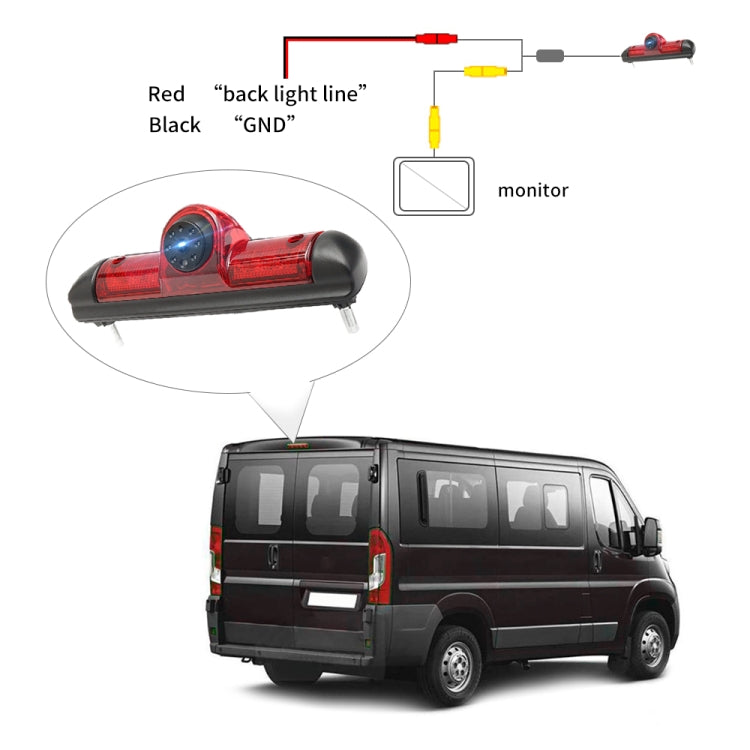 PZ460 Telecamera per luce freno HD impermeabile ad alta posizione per auto + monitor retrovisore da 7 pollici per Fiat / Citroen / Peugeot, PZ460  + 7 inch Rearview Monitor