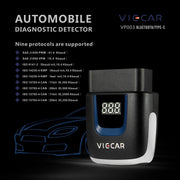 Viecar VP003 Mini OBD per auto + rilevatore di guasti interfaccia USB/tipo C V2.2 Strumento diagnostico Bluetooth, VP003