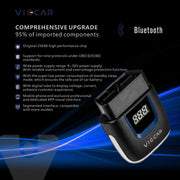 Viecar VP003 Mini OBD per auto + rilevatore di guasti interfaccia USB/tipo C V2.2 Strumento diagnostico Bluetooth, VP003