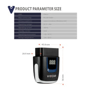 Viecar VP003 Mini OBD per auto + rilevatore di guasti interfaccia USB/tipo C V2.2 Strumento diagnostico Bluetooth, VP003