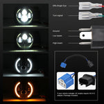 Fari a LED per auto a forma rotonda H4 / H13 da 7 pollici DC 9V-30V 3000LM 3000K-6000K 25W per Jeep Wrangler, con Angel Eye, For Jeep Wrangler, For Jeep Wrangler (Blue Light)