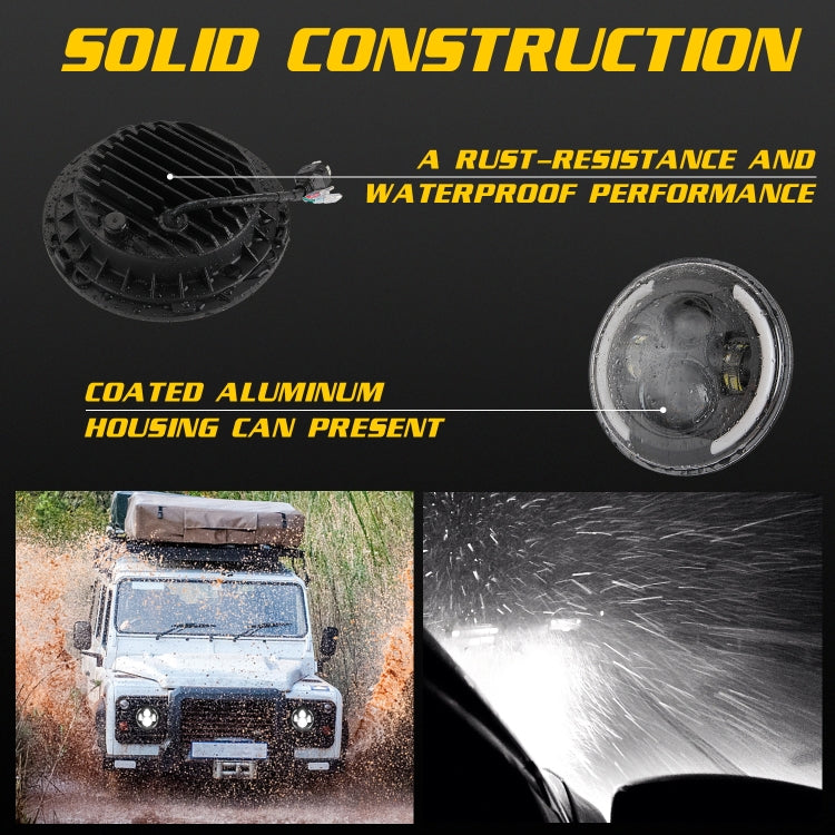 Fari a LED per auto a forma rotonda H4 / H13 da 7 pollici DC 9V-30V 3000LM 3000K-6000K 25W per Jeep Wrangler, con Angel Eye, For Jeep Wrangler, For Jeep Wrangler (Blue Light)