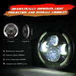 Fari a LED per auto a forma rotonda H4 / H13 da 7 pollici DC 9V-30V 3000LM 3000K-6000K 25W per Jeep Wrangler, con Angel Eye, For Jeep Wrangler, For Jeep Wrangler (Blue Light)