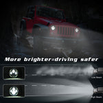 Fari a LED per auto a forma rotonda H4 / H13 da 7 pollici DC 9V-30V 3000LM 3000K-6000K 25W per Jeep Wrangler, con Angel Eye, For Jeep Wrangler, For Jeep Wrangler (Blue Light)