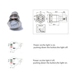 Interruttore di ripristino momentaneo Pulsante 16mm 12V per altoparlante clacson per auto e moto, Horn Speaker
