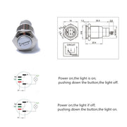 Interruttore di ripristino momentaneo Pulsante 16mm 12V per altoparlante clacson per auto e moto, Horn Speaker