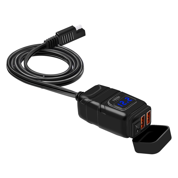 Adattatore per presa di corrente per caricabatterie USB a doppia porta super veloce universale per auto con voltmetro digitale a LED