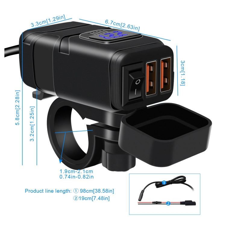 Adattatore per presa di corrente per caricabatterie USB a doppia porta super veloce universale per auto con voltmetro digitale a LED