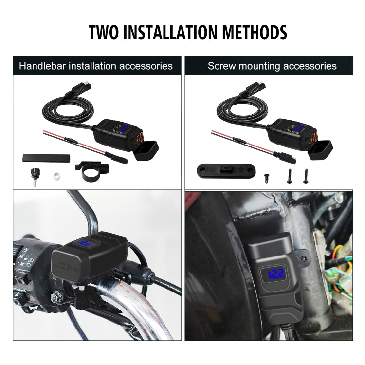 Adattatore per presa di corrente per caricabatterie USB a doppia porta super veloce universale per auto con voltmetro digitale a LED