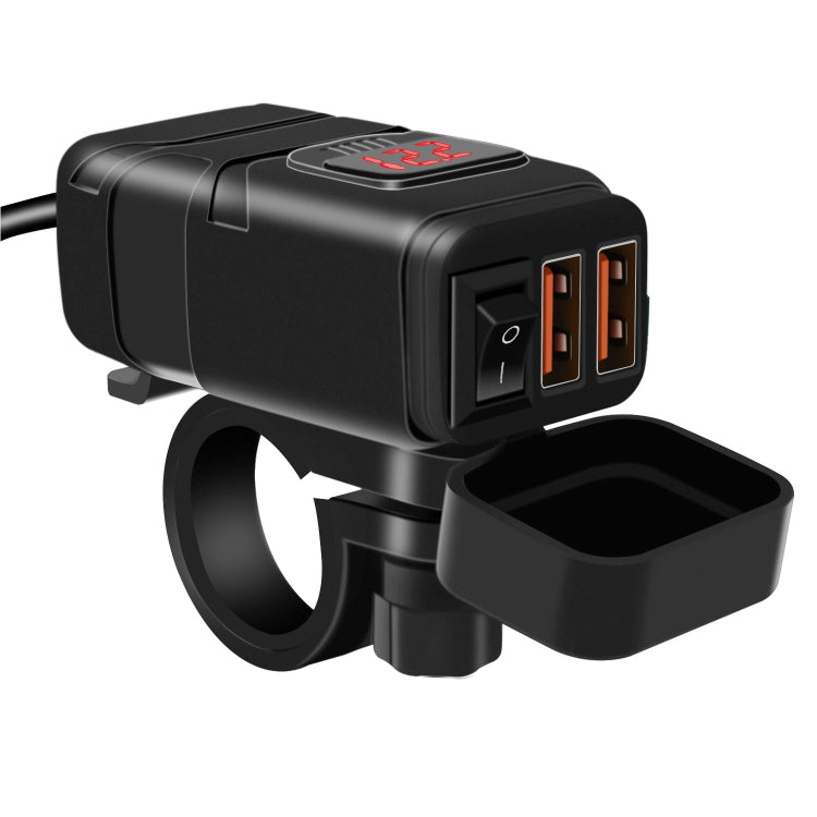 Adattatore per presa di corrente per caricabatterie USB a doppia porta super veloce universale per auto con voltmetro digitale a LED