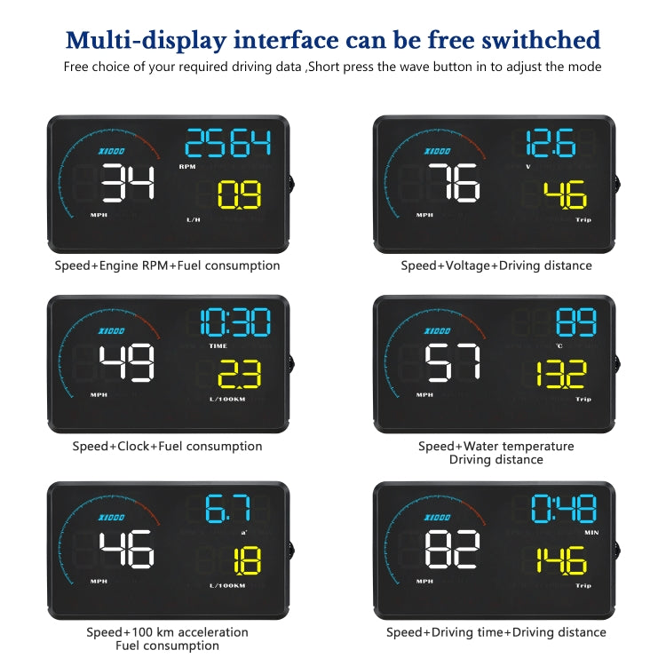 A9 Display Head Up montato su veicolo HUD OBD2 universale da 5,5 pollici, A9(Blue), A9(Yellow)