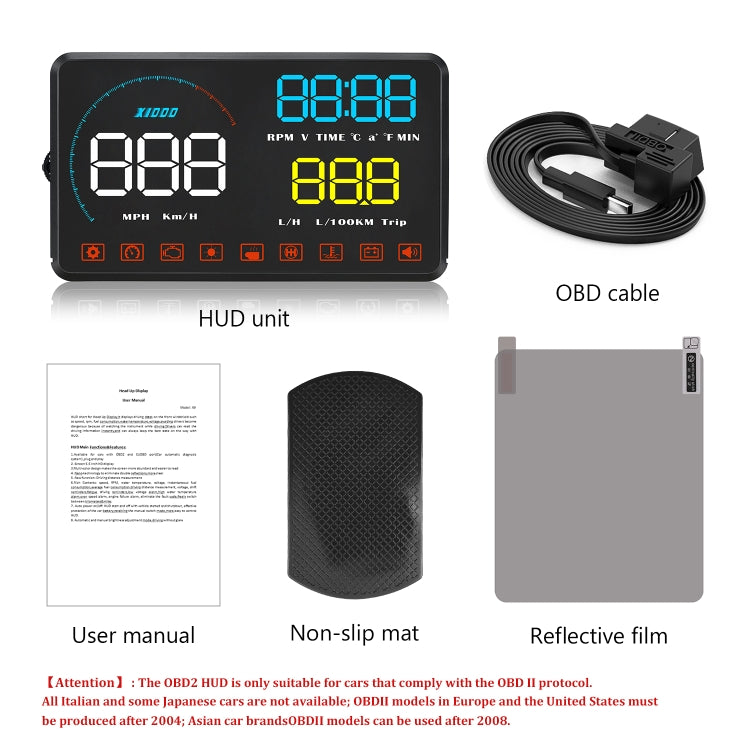 A9 Display Head Up montato su veicolo HUD OBD2 universale da 5,5 pollici, A9(Blue), A9(Yellow)