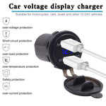 Adattatore per presa di corrente per caricabatterie USB doppia porta universale per auto 3.1A 5V IP66 con voltmetro digitale LED + cavo da 60 cm, 3.1A Voltmeter + 60cm Cable(Blue Light), 3.1A Voltmeter + 60cm Cable(Green Light)                         ...