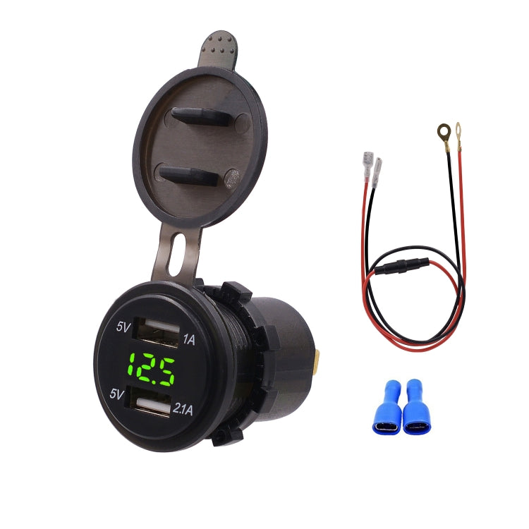 Adattatore per presa di corrente per caricabatterie USB doppia porta universale per auto 3.1A 5V IP66 con voltmetro digitale LED + cavo da 60 cm, 3.1A Voltmeter + 60cm Cable(Blue Light), 3.1A Voltmeter + 60cm Cable(Green Light)                         ...