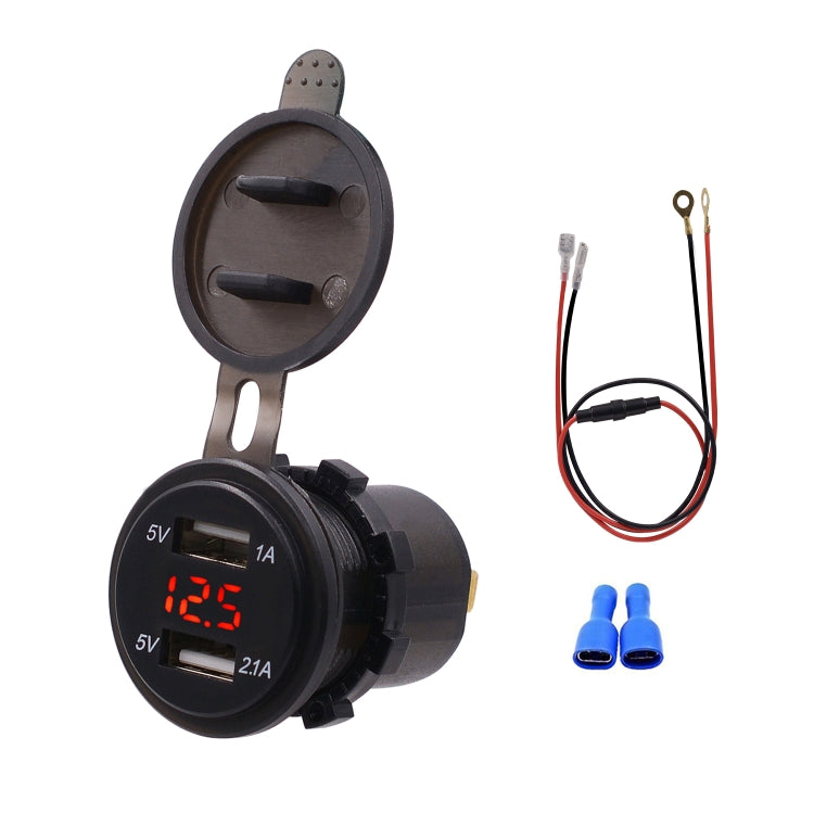 Adattatore per presa di corrente per caricabatterie USB doppia porta universale per auto 3.1A 5V IP66 con voltmetro digitale LED + cavo da 60 cm, 3.1A Voltmeter + 60cm Cable(Blue Light), 3.1A Voltmeter + 60cm Cable(Green Light)                         ...