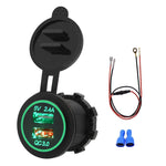 Adattatore per presa di corrente per caricabatterie USB a doppia porta QC3.0 universale per auto 5V 2.4A IP66 con cavo da 60 cm, 2.4A + 60cm Cable(Blue Light), 2.4A + 60cm Cable (Green Light), 2.4A + 60cm Cable (Orange Light)                           ...