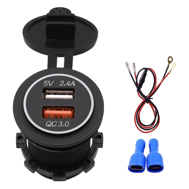 Adattatore USB doppia porta QC3.0 per auto 5V 2.4A