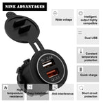 Adattatore USB doppia porta QC3.0 per auto 5V 2.4A