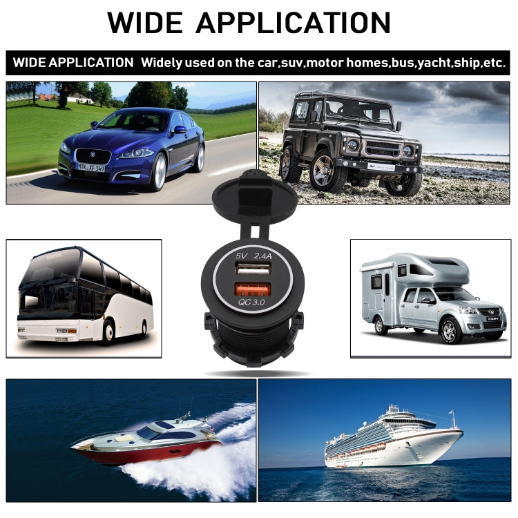 Adattatore USB doppia porta QC3.0 per auto 5V 2.4A