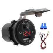 Adattatore per presa di corrente per caricabatterie USB a porta singola universale per auto 2.4A 5V IP66 con voltmetro digitale LED + interruttore + cavo da 60 cm, 2.4A + Switch + 60cm Cable(Blue Light), 2.4A + Switch + 60cm Cable (Green Light)        ...