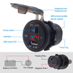 Adattatore per presa di corrente per caricabatterie USB a porta singola universale per auto 2.4A 5V IP66 con voltmetro digitale LED + interruttore + cavo da 60 cm, 2.4A + Switch + 60cm Cable(Blue Light), 2.4A + Switch + 60cm Cable (Green Light)        ...