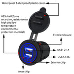 Adattatore per presa di corrente per caricabatterie doppio USB universale per auto 4.2A 5V IP66 con apertura + cavo da 60 cm, 4.2A + 60cm Cable(Blue Light), 4.2A + 60cm Cable(Green Light), 4.2A + 60cm Cable(Orange Light), 4.2A + 60cm Cable(Red Light)  ...