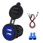 Adattatore per presa di corrente per caricabatterie doppio USB universale per auto 4.2A 5V IP66 con apertura + cavo da 60 cm, 4.2A + 60cm Cable(Blue Light), 4.2A + 60cm Cable(Green Light), 4.2A + 60cm Cable(Orange Light), 4.2A + 60cm Cable(Red Light)  ...