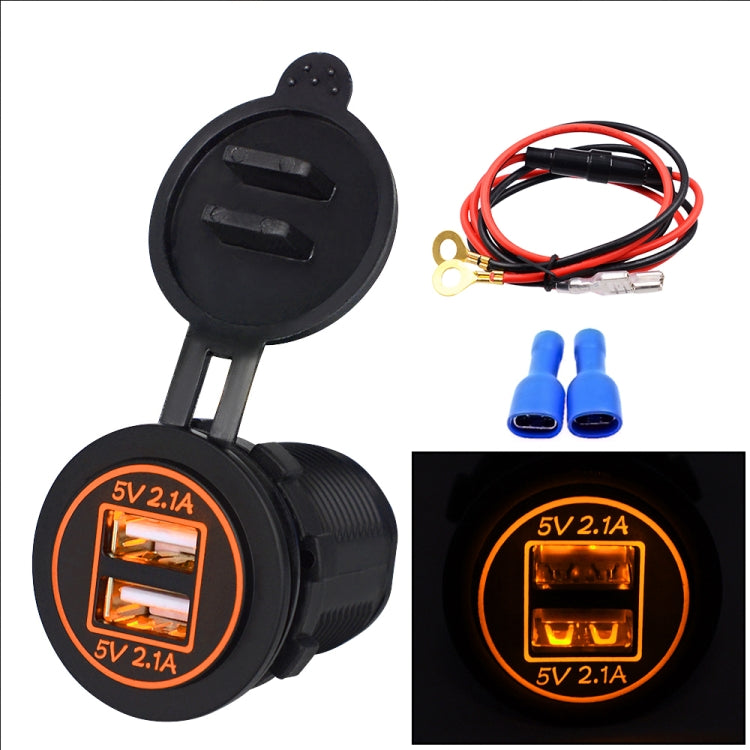 Adattatore per presa di corrente per caricabatterie doppio USB universale per auto 4.2A 5V IP66 con apertura + cavo da 60 cm, 4.2A + 60cm Cable(Blue Light), 4.2A + 60cm Cable(Green Light), 4.2A + 60cm Cable(Orange Light), 4.2A + 60cm Cable(Red Light)  ...