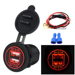 Adattatore per presa di corrente per caricabatterie doppio USB universale per auto 4.2A 5V IP66 con apertura + cavo da 60 cm, 4.2A + 60cm Cable(Blue Light), 4.2A + 60cm Cable(Green Light), 4.2A + 60cm Cable(Orange Light), 4.2A + 60cm Cable(Red Light)  ...