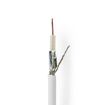 Coax Cable On Reel | RG6T | 75 Ohms | Double Shielded | ECA | 100.0 m | Coax | PVC | White | Reel