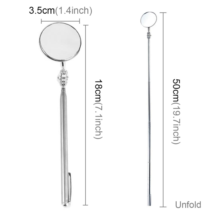 Specchio di ispezione telescopico per telaio dell'auto, diametro dello specchio: 3,5 cm, lunghezza: 50 cm, Diameter: 50mm, Length: 350mm