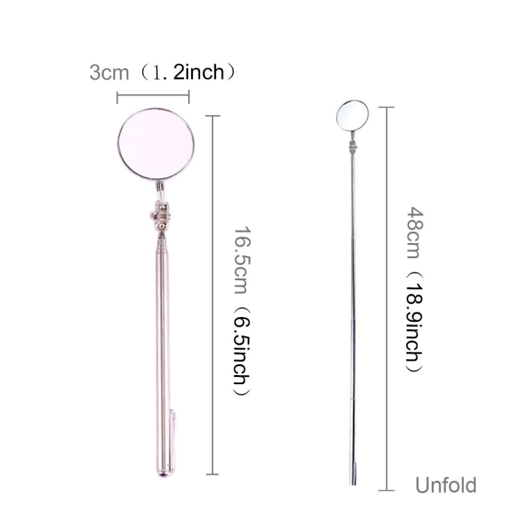 Specchio di ispezione telescopico per telaio di autoveicoli, diametro specchio: 30 mm, lunghezza: 165 mm, Diameter: 30mm, Length: 165mm