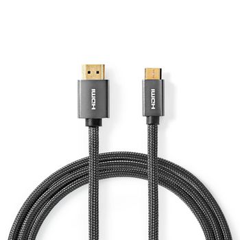 High Speed ​​HDMI™ Cable with Ethernet | HDMI™ Connector | HDMI™ Mini Connector | 4K@60Hz | 18Gbps | 2.00 m | Round | Cotton | Anthracite / Gun Metal Gray | Cover Window Box