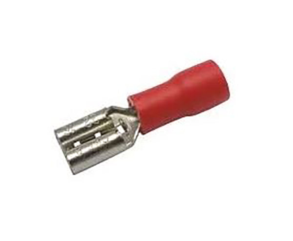 Connettore Faston femmina isolato 4,8 mm rosso per cavi 0,5–1,5 mm confezione da 100 B8025